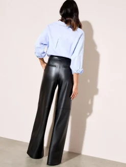 Friends Like These X Lucy Mecklenburgh Faux Leather Tailored Wide Leg Trousers Black Sale