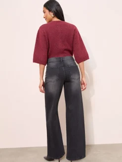 Friends Like These X Lucy Mecklenburgh Washed Black Everyday Wide Leg Jeans Sale