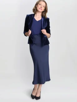 Gina Bacconi Blue Orly Velvet Jacket Discount