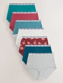 Next Full Brief Cotton Logo Knickers 7 Pack Gingham Print Sale