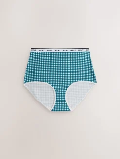 Next Full Brief Cotton Logo Knickers 7 Pack Gingham Print Sale