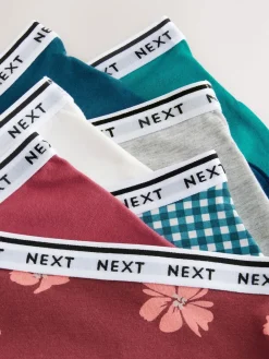 Next Full Brief Cotton Logo Knickers 7 Pack Gingham Print Sale