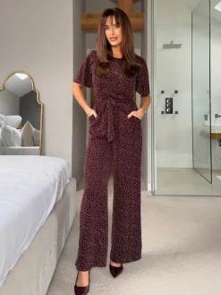 Girl In Mind Red Emilia Polka Dot Jumpsuit New