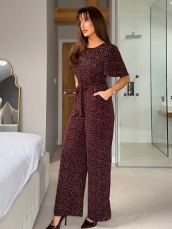 Girl In Mind Red Emilia Polka Dot Jumpsuit New