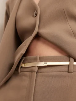 Next Skinny Stretch Plaque Belt Gold Clearance