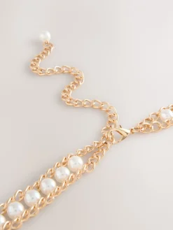 Next Chain Belt Gold Tone Pearl Bead Best