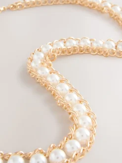 Next Chain Belt Gold Tone Pearl Bead Best