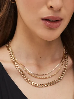 Next Gold Tone Three Layer Chain Necklace