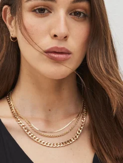 Next Gold Tone Three Layer Chain Necklace