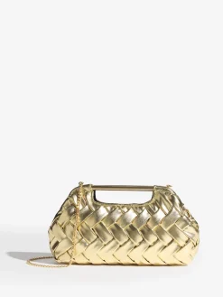 Lipsy Weave Grab Handle Clutch Bag Gold Online