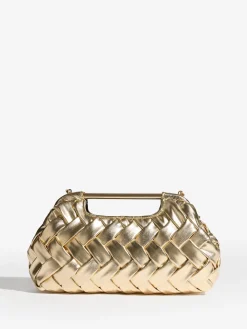 Lipsy Weave Grab Handle Clutch Bag Gold Online