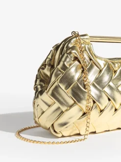 Lipsy Weave Grab Handle Clutch Bag Gold Online
