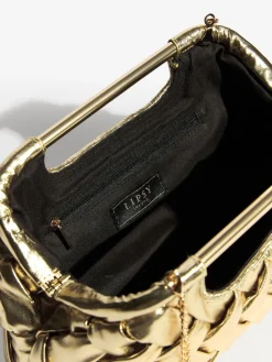 Lipsy Weave Grab Handle Clutch Bag Gold Online
