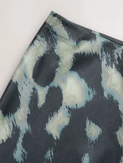 Next Satin Midi Skirt Green Animal Print Discount