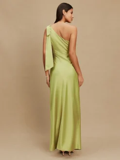 Next Bow One Shoulder Maxi Bridesmaid Dress Green Discount