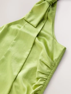 Next Bow One Shoulder Maxi Bridesmaid Dress Green Discount