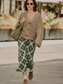 Next Check Midi Slip Skirt Green Online