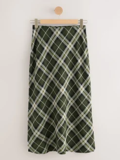 Next Check Midi Slip Skirt Green Online