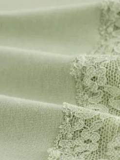 Next Green Ditsy Floral Full Brief Cotton Lace Knickers 4 Pack Sale