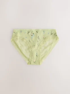 Next Green Ditsy Floral High Leg Cotton Lace Knickers 4 Pack Best