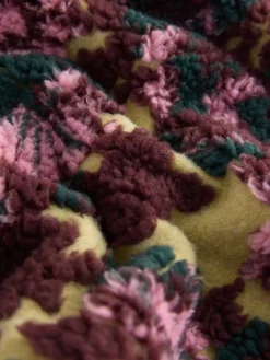 Next Jacquard Teddy Borg Quarter Zip Fleece Sweatshirt Green Floral Best