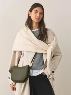 Next Leather Scoop Cross-Body Bag Green Discount