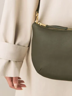 Next Leather Scoop Cross-Body Bag Green Discount