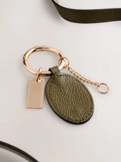 Next Green Leather Slouchy Cross-Body Bag Clearance