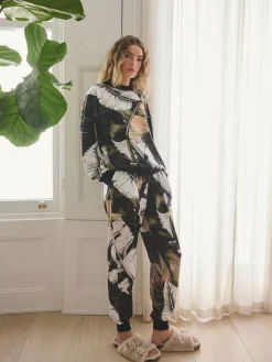 Next Green Leaves Cosy Long Sleeve Pyjamas Sale