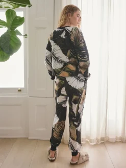 Next Green Leaves Cosy Long Sleeve Pyjamas Sale