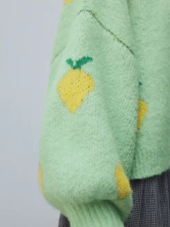 Next Green Lemon Pattern Knitted Cardigan Discount