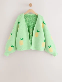 Next Green Lemon Pattern Knitted Cardigan Discount