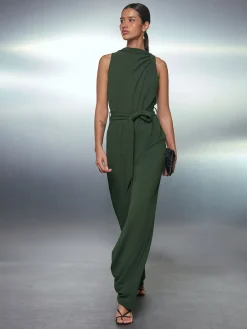 Next Occasion Cowl Neck Sleeveless Jersey Jumpsuit Green Hot