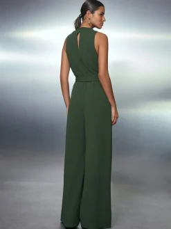 Next Occasion Cowl Neck Sleeveless Jersey Jumpsuit Green Hot