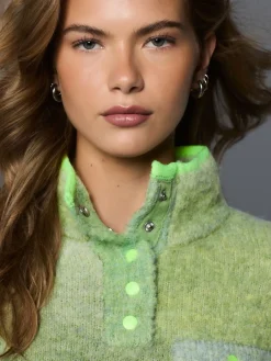 Next Boucle Stand Neck Pocket Jumper Green Spacedye Best