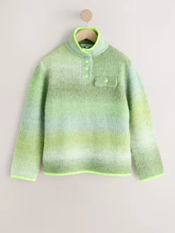 Next Boucle Stand Neck Pocket Jumper Green Spacedye Best