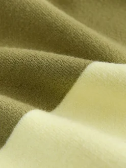 Next Cosy Soft Touch Long Sleeve Polo Neck Jumper Top Green Stripe Denim Collar Clearance