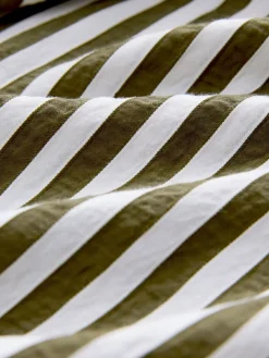 Next Tie Waist Long Sleeve Midi Shirt Dress Green Stripe Sale