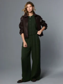Next Superwide Pleated Trousers Green Hot