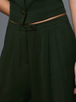 Next Superwide Pleated Trousers Green Hot