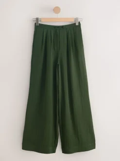 Next Superwide Pleated Trousers Green Hot