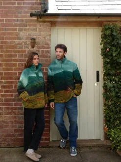 Next Printed Borg Fleece Top Green Woodland Scene