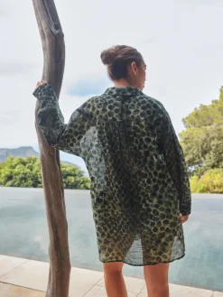 Next Green/Black Beach Cover-Up Shirt New