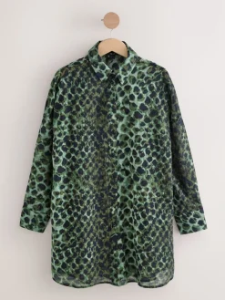 Next Green/Black Beach Cover-Up Shirt New