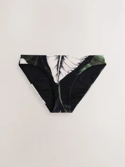 Next High Leg Bikini Bottoms Green/Black Leaf Discount