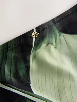 Next High Leg Bikini Bottoms Green/Black Leaf Discount