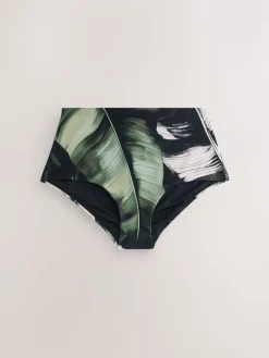 Next Green/Black Leaf High Waist Bikini Bottoms Hot