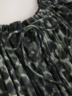Next Green/Black Leopard Off The Shoulder Midi Dress Discount