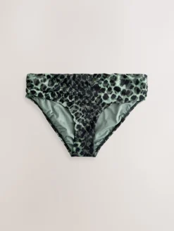 Next Green/Black Leopard Print Roll Top Bikini Bottoms Outlet