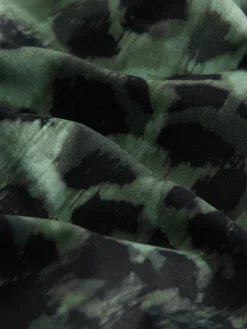 Next F-K Ultimate Support Tummy Control Wired Bandeau Swimsuit Green/Black Leopard Print